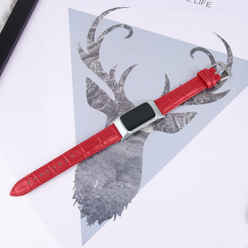 Leather Bands Compatible with Fitbit Charge 5/Charge 6, Adjustable Quick Release Replacement Strap for Women