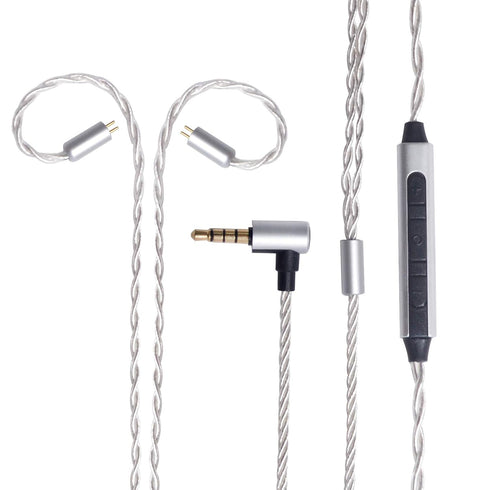 okcsc Earphone Upgrade Cable, 0.78mm 2pin Replacement Cord, 4 Cores OFC Silver Plated Audio Adapter for KZ ZS10, Mic