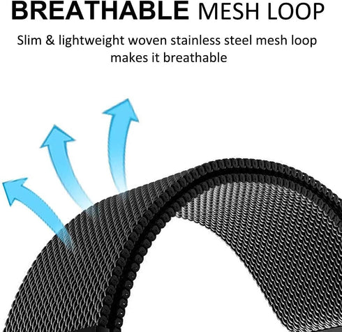E ECSEM Metal Loop Bands for iTouch Sport 4, Adjustable Stainless Steel Replacement Wristbands, Quick Release Strap