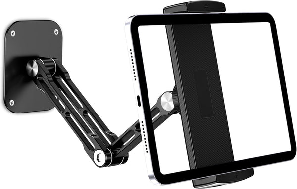 Lucrave Tablet Wall Mount Holder, Aluminium Extendable iPad Wall Holder, with 360Rotating Base