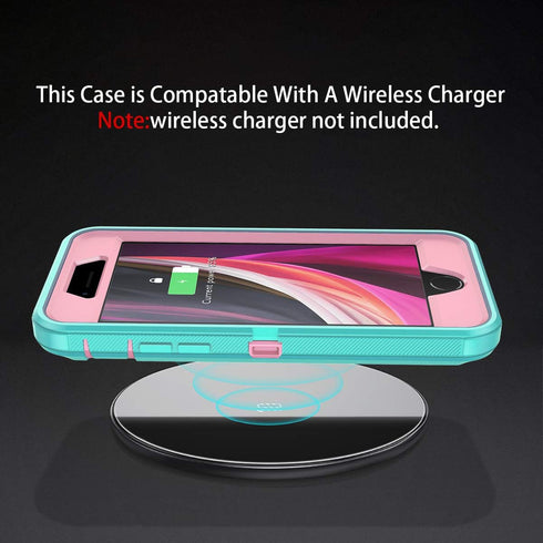 for iPhone SE 2022/2020 Case with Built-in Screen Protector, Shockproof, Dust/Drop Proof, 3 in 1 Full Body Rugged Cover