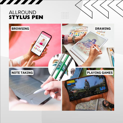The Friendly Swede Micro-Knit Mesh Tip Capacitive Stylus Pens for Touch Screens with Replaceable Fiber Tip (3 Pack)
