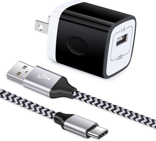 Type C Wall Charger with 6ft USB C Cable, 5V/1A for Samsung Galaxy S24, S23 Ultra, Pixel 8 Pro, and more.