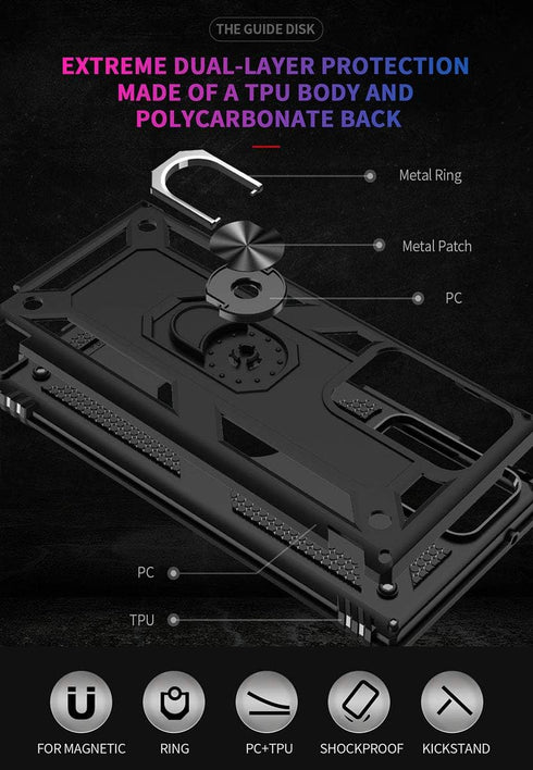 ADDIT Case for Samsung Note 20 Ultra, Military Grade with Ring Car Mount Kickstand, Black