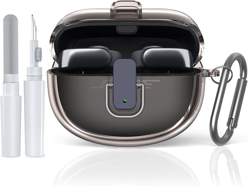 TUDIOW Clear TPU Shockproof Case for Bose Ultra Open Earbuds (2024), with Lanyard & Keychain - Clear Grey