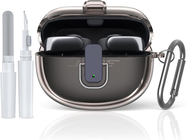 TUDIOW Clear TPU Shockproof Case for Bose Ultra Open Earbuds (2024), with Lanyard & Keychain - Clear Grey