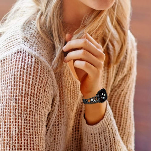 Stainless Steel Bracelet for Fitbit Sense 2/Sense/Versa 4/Versa 3 - Dressy Luxurious Bands for Women