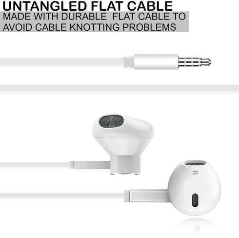 2-Pack White 3.5mm Headset with Microphone, Volume Control & Call Button for PCs, Tablets, Cell Phones, Office & Home.