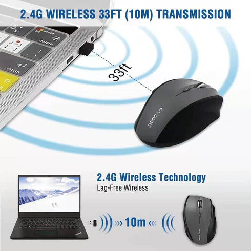 E-YOOSO Wireless Mouse, 18 Months Battery Life Cordless Mouse, 5 Level 4800 DPI for Laptop, PC