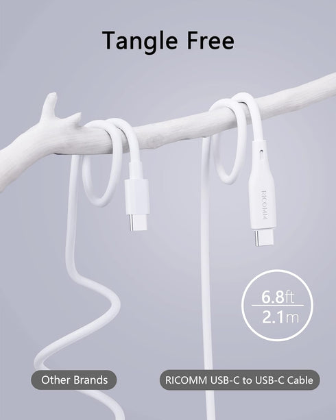 USB C to USB C Cable, 100W 6.8ft Soft Silicone Fast Charge for MacBook Pro 2022, iPad Pro, Samsung Galaxy
