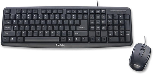 Verbatim Slimline Wired Keyboard and Mouse Combo, USB Plug-and-Play, Full-Size Computer Keyboard, Black