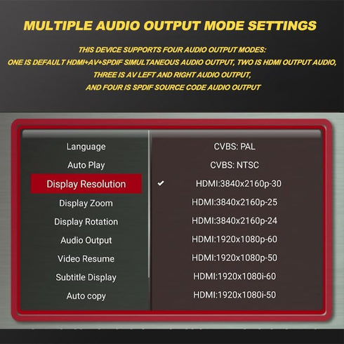 FxyxGyc 4K 4K@30Hz Output,H.265/H.264/AVC MP4/MKV/MP3/TS/Rmvb/Mov/JPG HDMI Media Player, Ultra HD Digital Media Player