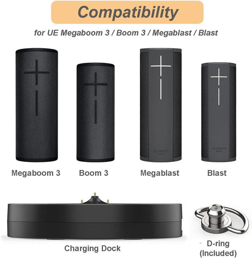 Charger for Ultimate Ears Boom 3/Megaboom 3/Blast/Megablast, Charging Dock Cradle with USB Port, 5.5ft Cable for UE Boom 3/Megaboom 3/Blast/Megablast