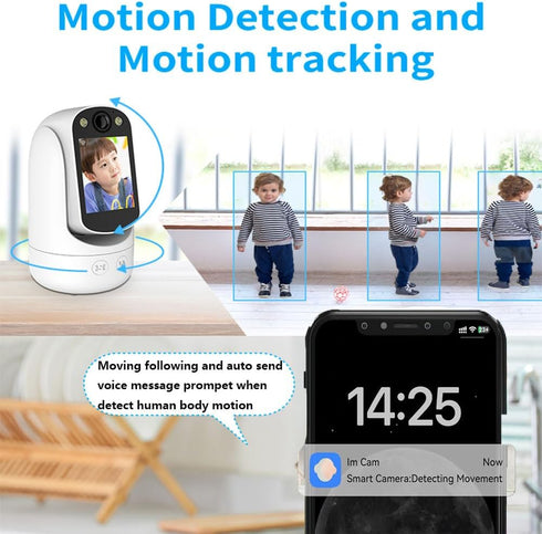 Video Call Security Camera Indoor, Nanny Camera Baby Monitor, 2-Way Video Call, 1080P 2.8 inch HD Screen