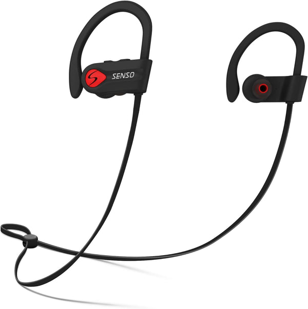 Senso Bluetooth Headphones, Wireless Sports Earphones w/Mic, IPX7 Waterproof, HD Stereo Sweatproof Earbuds for Gym