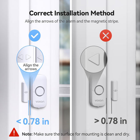 VOXON Door Window Alarm for Kids Safety, Wireless Personal Security Sensor, Burglar Alarm for Home, Cars, Sheds,