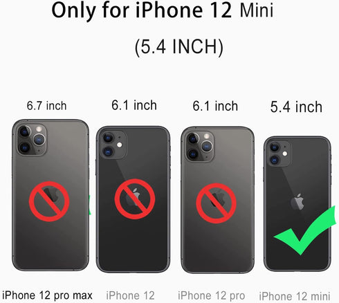 Waterproof Case for iPhone 12 Mini, Full Body Shockproof Case with Screen Protector, Dust Proof Cover (Black)