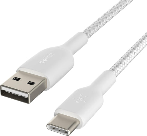 Belkin 3.3ft Braided USB-C to USB-A Cable - Compatible with iPhone 15, Samsung Galaxy, Pixel, iPad Pro, Nintendo Switch