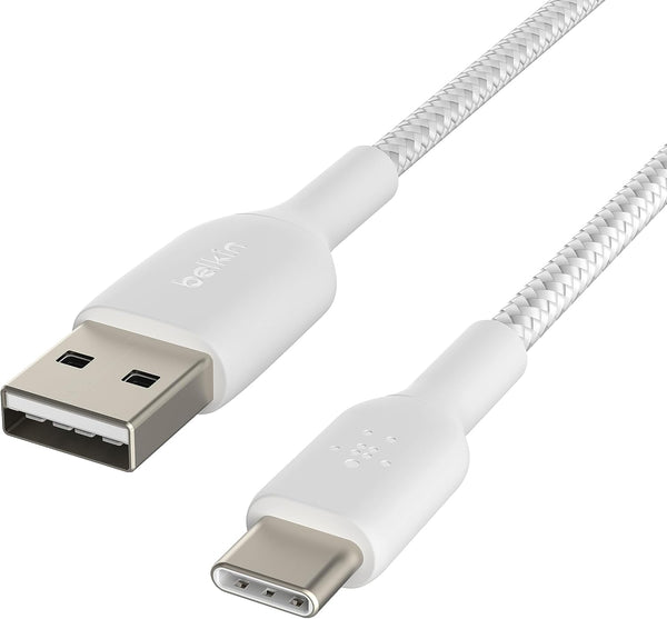 Belkin 3.3ft Braided USB-C to USB-A Cable - Compatible with iPhone 15, Samsung Galaxy, Pixel, iPad Pro, Nintendo Switch