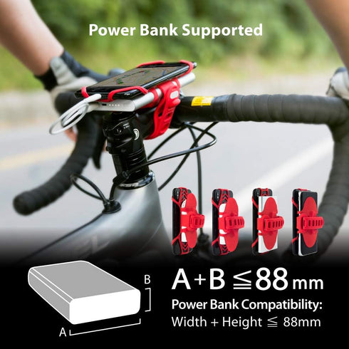 BONE Bike Tie Pro Pack 1, Bike Cell Phone + Charger Mount for Stem, Universal Silicone Holder (Red)