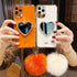 Luxurious Bling Heart-Shaped Makeup Mirror Mobile Phone Case for iPhone 14 (14 Pro, Black)