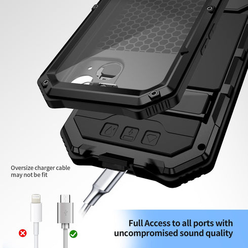 Heavy Duty Protection Case for iPhone 15, Built-in Lens Screen Protector, Rugged Stand, 360 Full Body Military Grade,