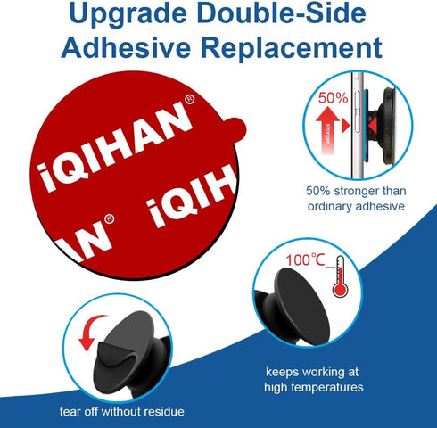 10pcs Sticky Adhesive Replacement for Socket Grip Base, Strong Double Sided Tapes & Cleaning Prep Pads