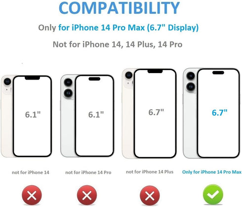 Compatible with iPhone 14 Pro Max Wallet Case with Card Holder, PU Leather Kickstand Card Slots Case, Double Magnetic Clasp and Durable Shockproof Cover 6.7 Inch (Black)