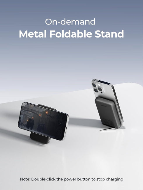 Magnetic Battery Pack 10000mAh for MagSafe, Foldable Wireless Charger with 30W USB-C Fast Charging for iPhone