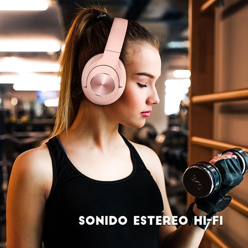 Pink Wireless Bluetooth Headphones, Over Ear, 65 Hours Playtime, Foldable Deep Bass HIFI Stereo, On Ear Headsets with