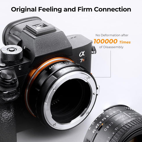 K&F Concept Lens Mount Adapter NIK(G)-NEX IV, Manual Focus for Nikon F (G-Type) Lens and Sony E Mount Camera