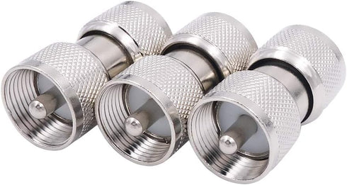 Fancasee PL259 Barrel Connector, Male to Male PL259 Coupler, 3-Pack UHF Coaxial Adapter for CB Ham Radio Antenna Cable