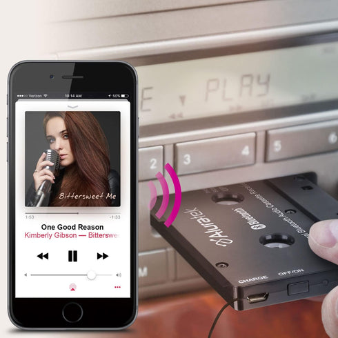 Aluratek Universal Bluetooth Audio Cassette Receiver, Rechargeable Battery, Premium Car Audio, Up to 8 Hours Playtime