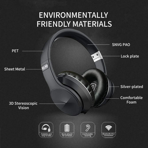 OYEALEX Active Noise Cancelling Over Ear Bluetooth Headphones with Microphone, Deep Bass, Foldable for Online Class