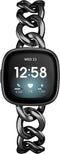 Cute Women Silm Band Compatible with Fitbit Versa 4/Fitbit Sense 2, Bling Jewelry Metal Strap Replacement