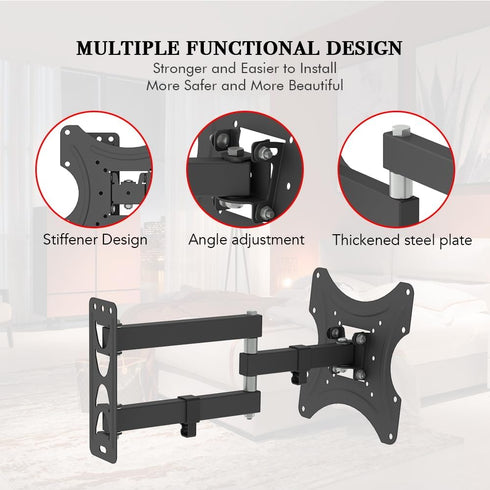 Generic 26-50" Adjustable Wall Mount Bracket Rotatable TV Stand with Spirit Level