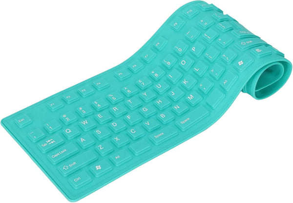 ASHATA Foldable Silicone Keyboard, USB Wired Mute Waterproof Rollup Keyboard for PC Laptop, 108 Keys (Green)