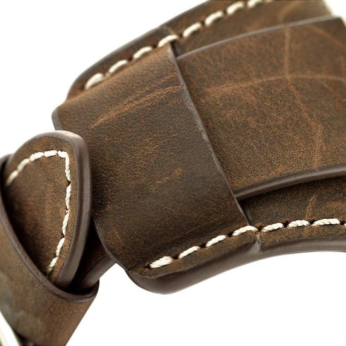 Compatible with Fitbit Versa 2 Bands, Genuine Leather Cuff Bracelet Replacement Strap for Men Women (Coffee)