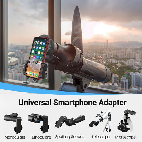 Adjustable Phone Scope Mount, Universal Telescope Phone Adapter, Phone Attachment for Binoculars, Monocular, Spotting Scope,Fits 4.2-7" Cell Phone