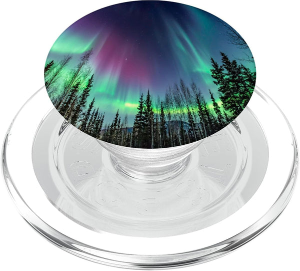 Northern Lights Aurora Borealis Green Purple PopSockets PopGrip for MagSafe