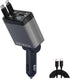 Retractable Car Charger, 4 in 1 Fast Phone Adapter 66W, USB Car Charger with Retractable Cables, Compatible with iPhone