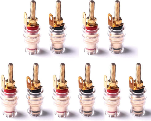 Atoplee 5 Pair Speaker Terminal Binding Post Banana Plug Socket Connector for Amplifier Speaker