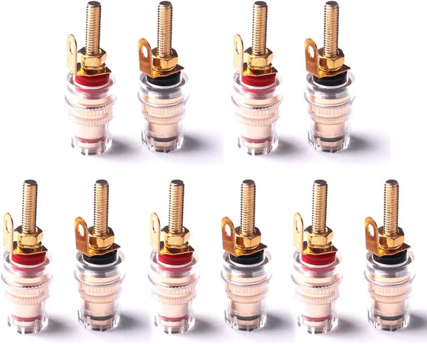 Atoplee 5 Pair Speaker Terminal Binding Post Banana Plug Socket Connector for Amplifier Speaker