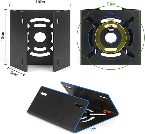 Vertical Pole Mount Adapter Bracket for CCTV Security Camera, Universal Black with 2 Loops