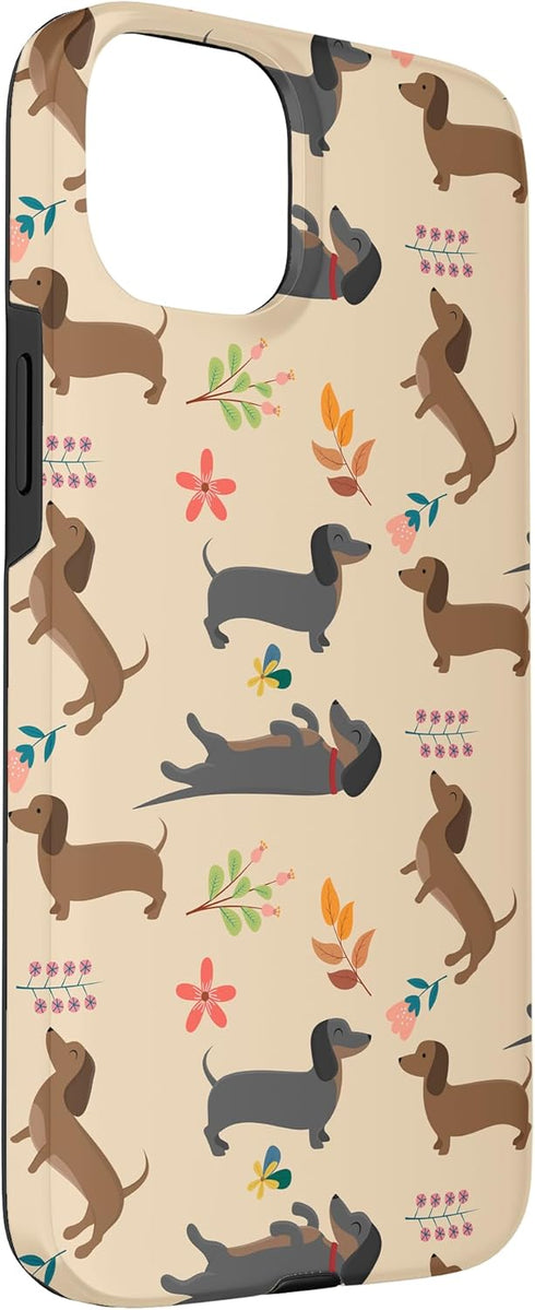 Dachshund Mom Doxie Lover Flower 15 Dachshund Pattern Sausage Dog Lover Wiener Flower Pattern Case for iPhone Plus