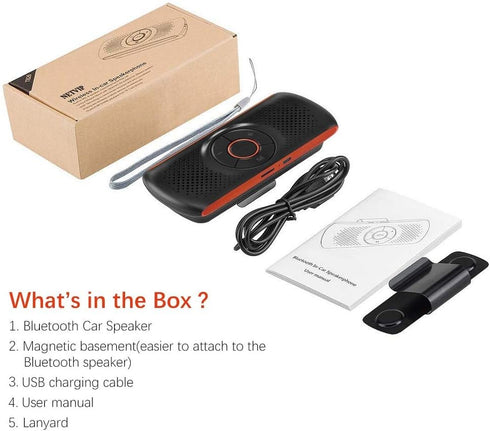 Bluetooth Handsfree Speakerphone for Cell Phone, Wireless Car Kit Music Player Adapter for Home/Sport/Outdoor