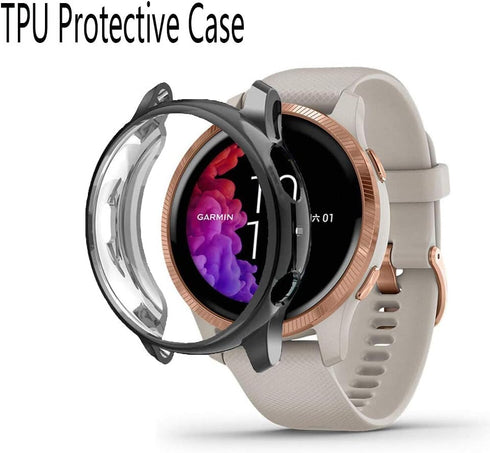 Watch Screen Protector (4+1 Pack) for Garmin Venu, Anti-Scratch Film Full Coverage Soft TPU Protective Case