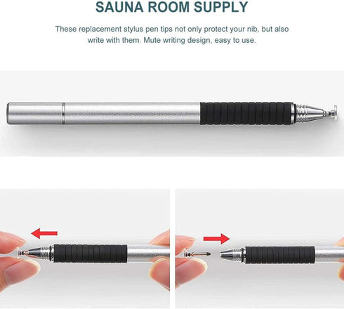 WLngtv 12 Pcs Silver Universal Stylus Replacement Tips,Universal Disc Tips Round Shape Replaceable Stylus Pen for Touch