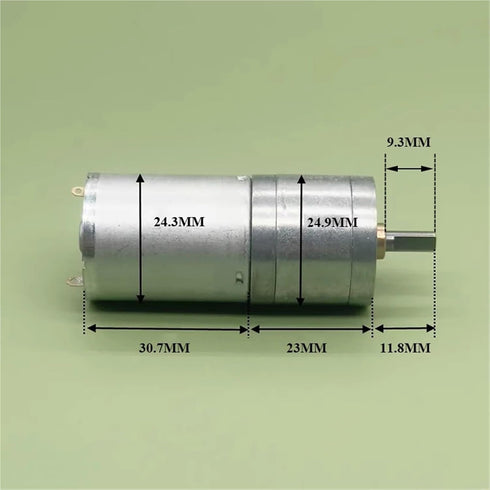 ILQMEHV 1pc 25GA-370 25mm 3V 6V 9V 12V 210RPM Mini Full Metal Gearbox Gear Motor Slow Speed Large D Shaft DIY Robot Car