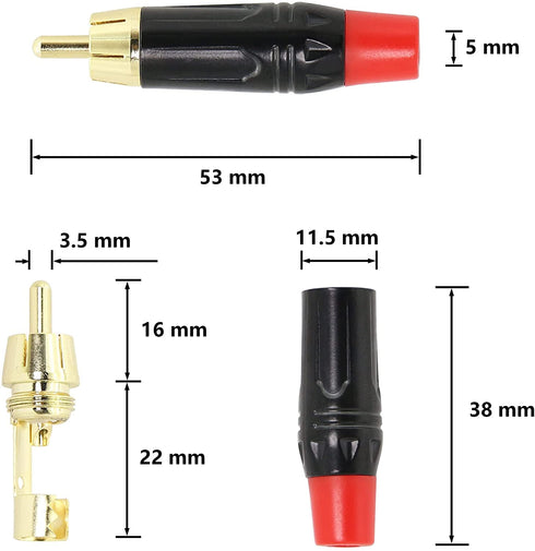 2Pack 3FT RCA to Bare Wire Speaker Cable, Heavy 14 Gauge Speaker Wire to RCA Connector for Speakers